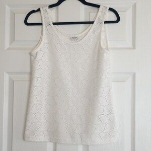Jacqueline de Yong White Perforated Sleeveless Top